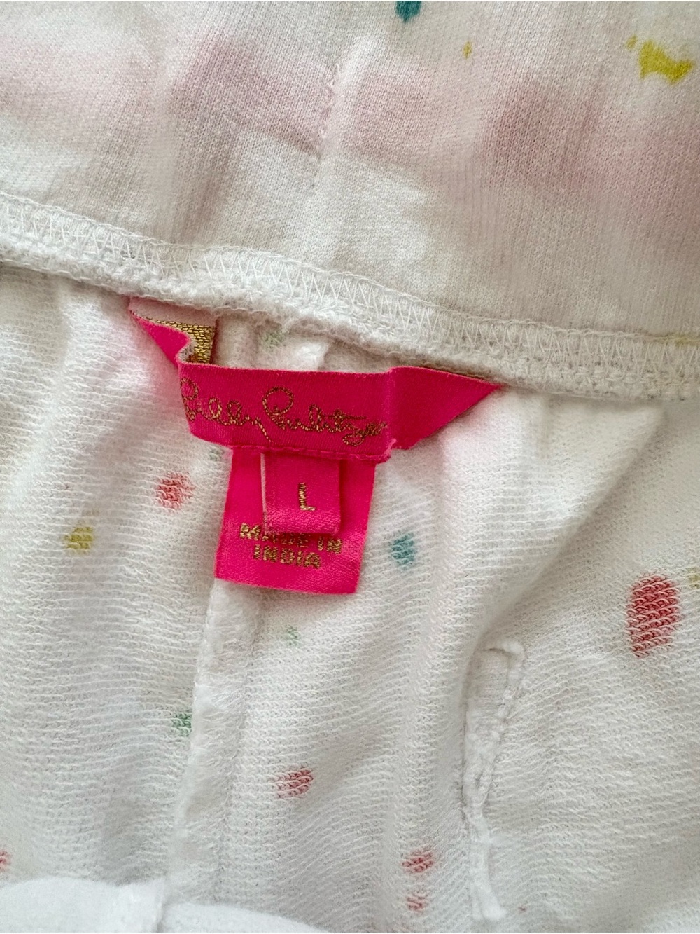 Lilly Pulitzer Women Mallie Neon Paint Splatter Knit Jogger Pants Resort White L - Picture 11 of 13